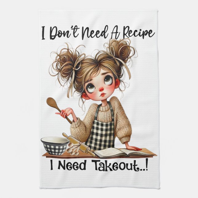 Funny Baking Girl Funny Kitchen Hand Towel, Baking Tea Towel (Vertical)