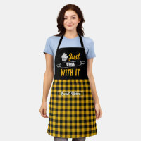 Funny Baking Just Roll With It Black Yellow Plaid