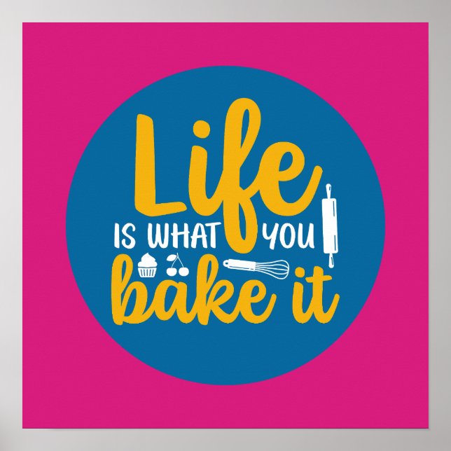 Funny Baking Kitchen Typography Retro Baker Art Poster (Front)