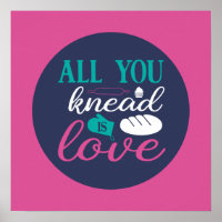 Funny Baking Knead Love Typography Trendy Colour