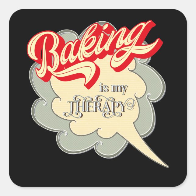 funny baking lovers word art square sticker (Front)