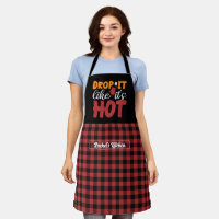 Funny Baking Pun Drop It Black Red Plaid Pattern