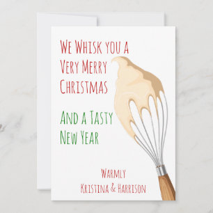 Funny Baking Pun Whisk You a Merry Christmas Holiday Card