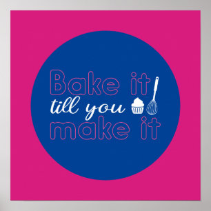 Funny Baking Quote Typography Art Retro Colour Poster
