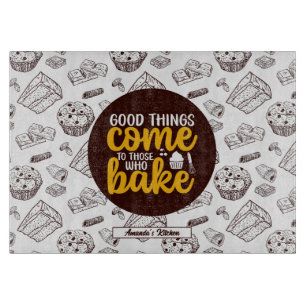 Funny Baking Vintage Cake Muffin Bakery Pattern Cutting Board