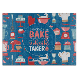 Funny Baking Whisk Taker Cool Retro Baker Pattern Cutting Board