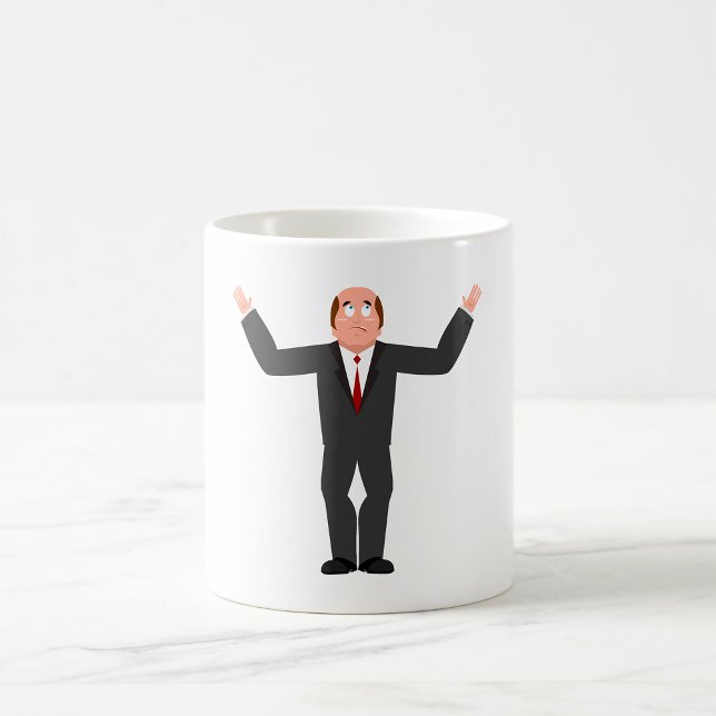 Funny Bald Businessman Shrugging Humourous  Coffee Mug (Creator Uploaded)