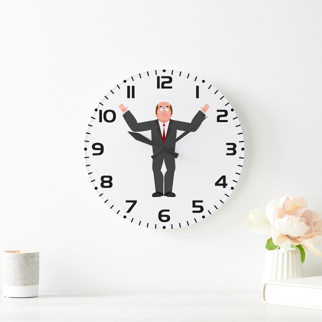 Funny Bald Businessman Shrugging Humourous  Large Clock (Creator Uploaded)