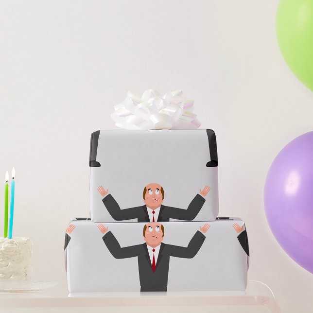 Funny Bald Businessman Shrugging Humourous  Wrapping Paper (Creator Uploaded)