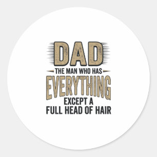 Funny Bald Dad Vintage Typography Shirt Design_1 Classic Round Sticker