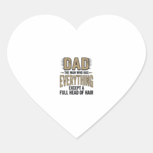 Funny Bald Dad Vintage Typography Shirt Design_1 Heart Sticker