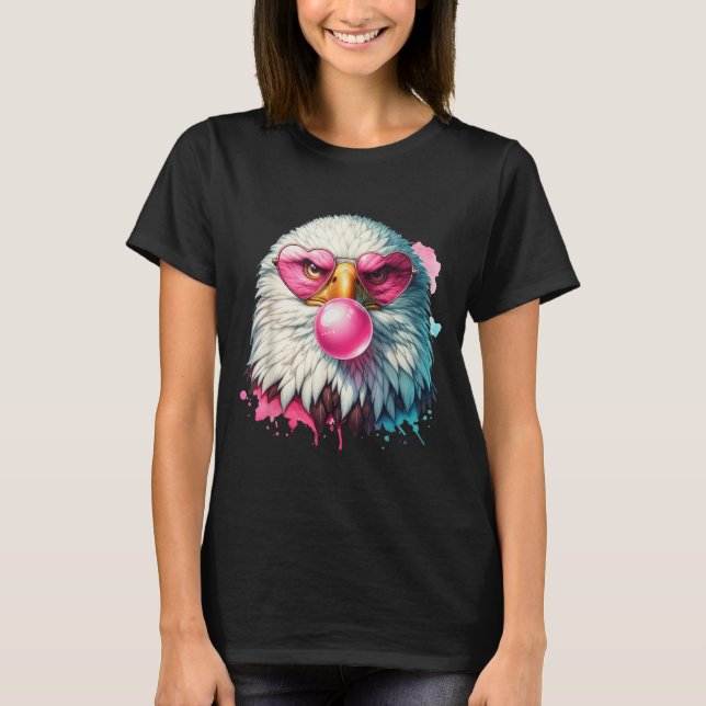 Funny Bald Eagle Cute Eagle With Nk Gles And Bubbl T-Shirt (Front)
