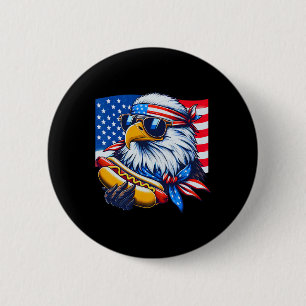 Funny Bald Eagle Hotdog American Flag 4th Of July 6 Cm Round Badge
