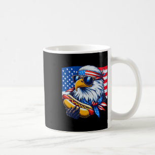 Funny Bald Eagle Hotdog American Flag 4th Of July Coffee Mug