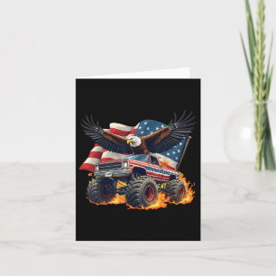 Funny Bald Eagle Monster Truck 4th Of July Patriot Card