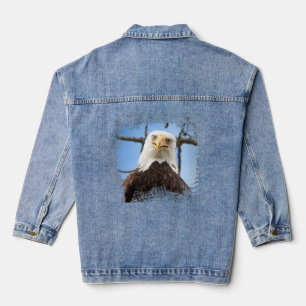 Funny Bald Eagle Stare Wildife Nature Humour Moder Denim Jacket