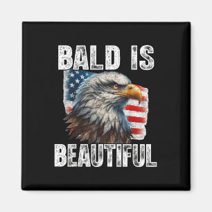 Funny Bald Is Beautiful Eagle 4th Of July Usa Patr Magnet