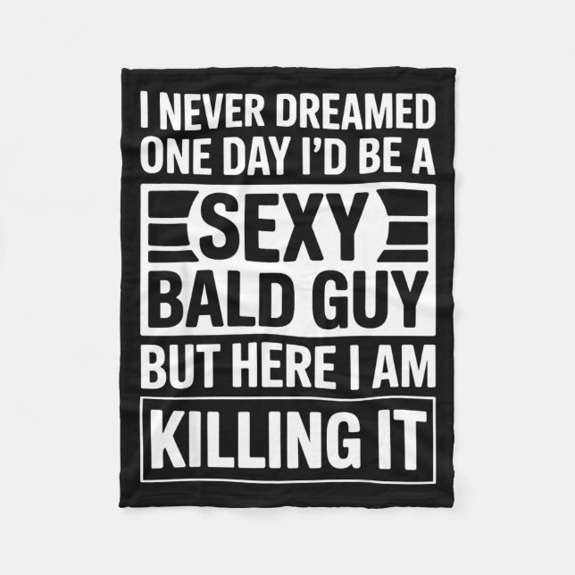 Funny Bald Man Art For Men Boys Bald Dad Bald Guy  Fleece Blanket (Front)