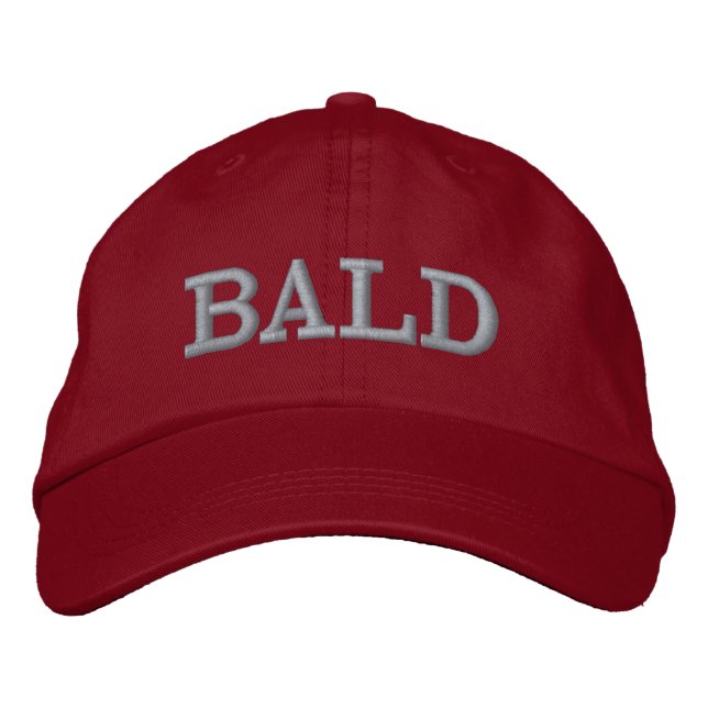 Funny Bald Mens Maroon Red Embroidered Hat (Front)