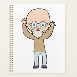 Funny Bald Quirky Old Man with Beard Planner