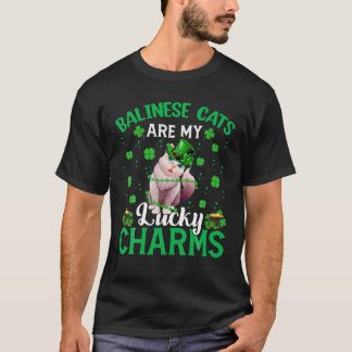 Funny Balinese Cats Are My Lucky Charms Cat St Pat T-Shirt