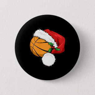 Funny Ball Basketball Santa Hat Merry Christmas Xm 6 Cm Round Badge