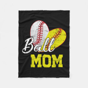 Funny Ball Mom Softball Baseball For Women Mothers Fleece Blanket
