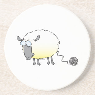 funny ball of yarn cloned sheep cartoon coaster