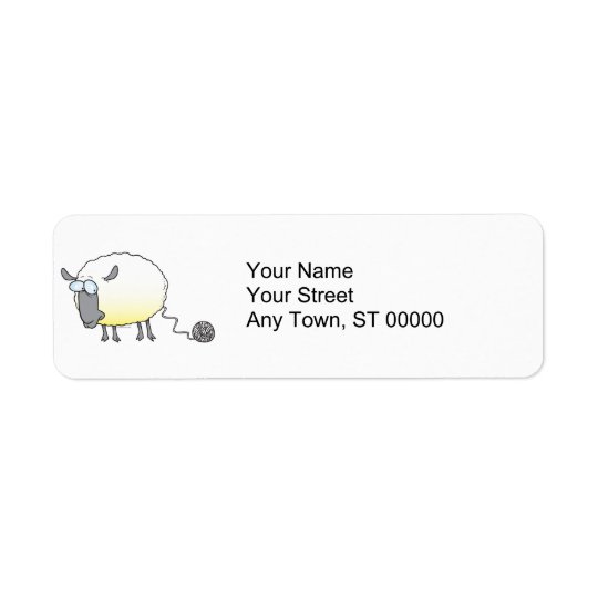 funny ball of yarn cloned sheep cartoon return address label