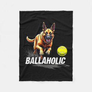 Funny Ballaholic Belgian Shepherd Dog Chasing Mali Fleece Blanket