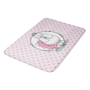 Funny Ballet Ballerina Princess Poodle Dog (white) Bath Mat