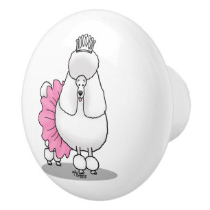 Funny Ballet Ballerina Princess Poodle Dog (white) Ceramic Knob