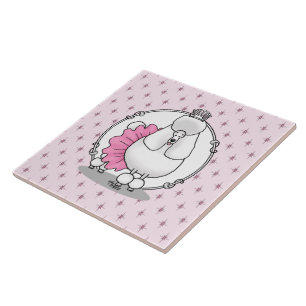 Funny Ballet Ballerina Princess Poodle Dog (white) Ceramic Tile