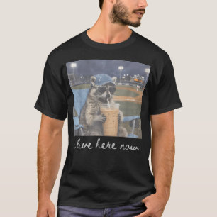 Funny Ballfield Baseball Racoon Ice Coffee I T-Shirt