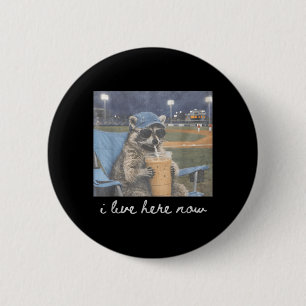 Funny Ballfield Baseball Racoon Ice Coffee Live 6 Cm Round Badge