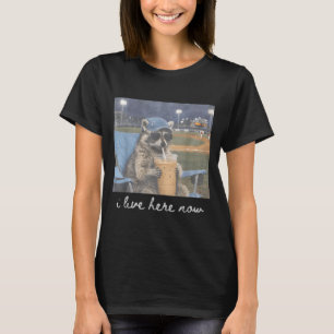 Funny Ballfield Baseball Racoon Ice Coffee Live T-Shirt