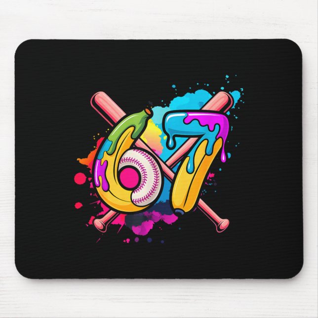 Funny Banana Baseball 67 Ice Cream Drip Meme  Mouse Pad (Front)