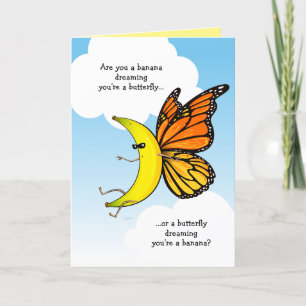 Funny Banana Butterfly Happy Birthday Greeting Card