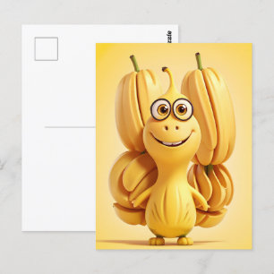 Funny banana character postcard