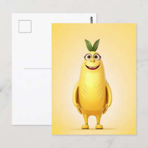 Funny banana character postcard