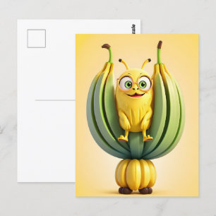 Funny banana character postcard