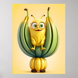 Funny banana character poster
