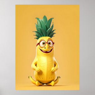 Funny banana character poster