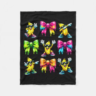 Funny Banana Coquette Bow Drip Kids Girls Boys Fleece Blanket