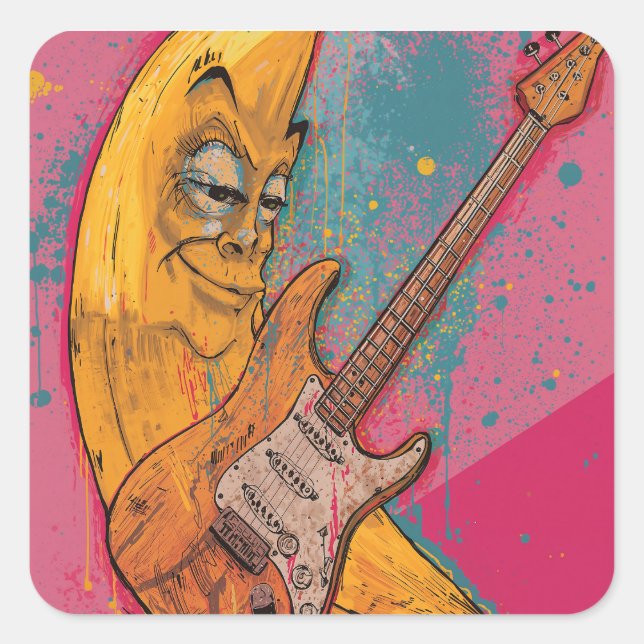 Funny Banana Guitar Sticker | Cartoon Music Decal (Front)