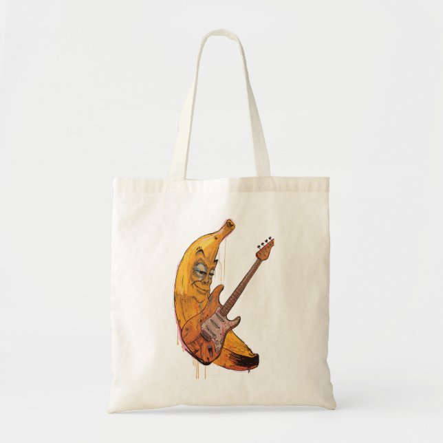 Funny Banana Guitar Tote Bag | Cartoon Music Bag (Front)