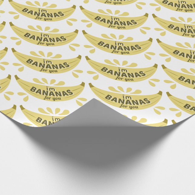 Funny banana illustration I'm bananas for you Wrapping Paper (Corner)