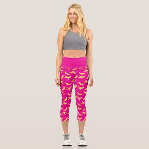 Funny Banana Party pattern colourful - editable Capri Leggings