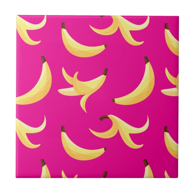 Funny Banana Party pattern colourful - editable Ceramic Tile (Front)