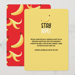 Funny Banana Party pattern colourful - editable Holiday Card